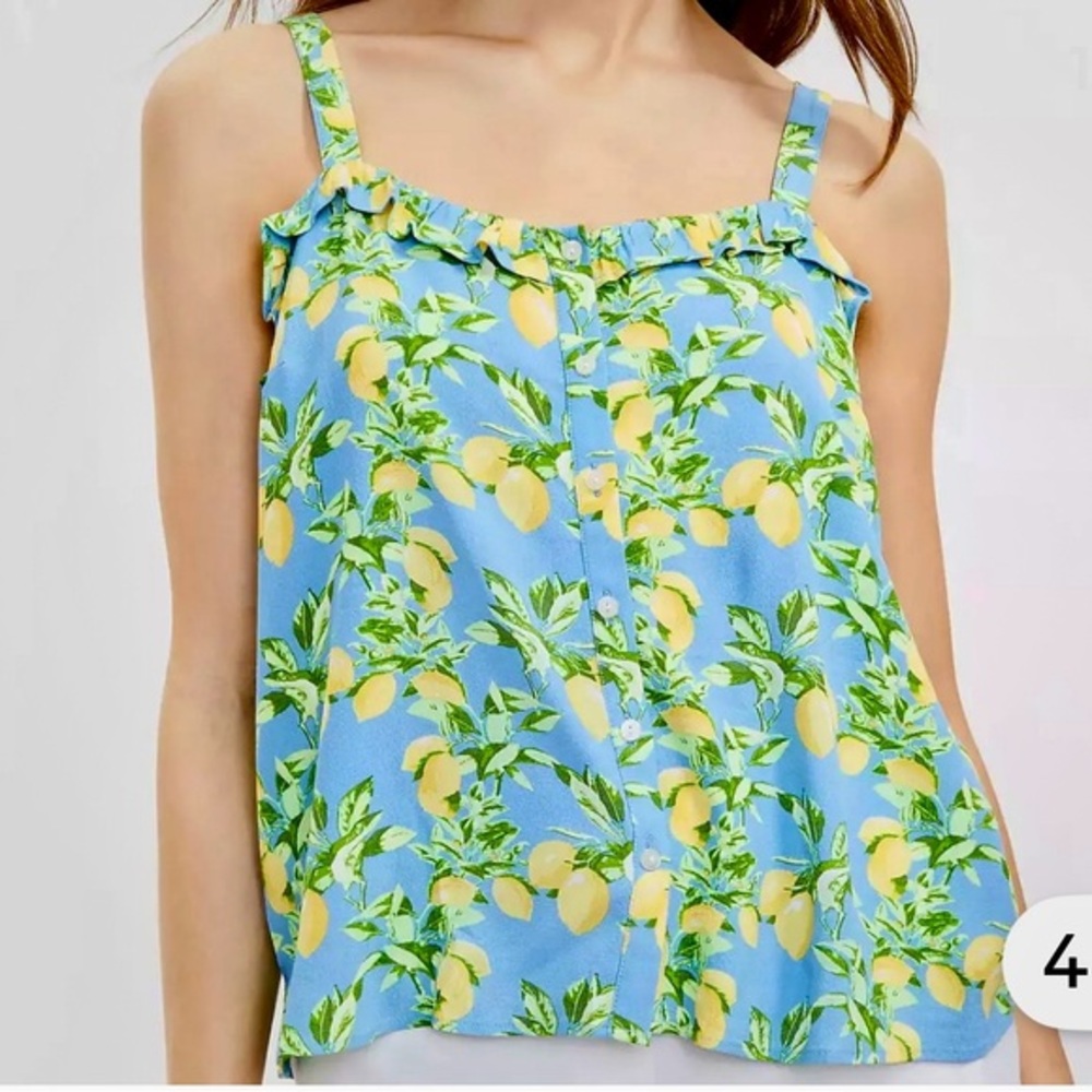 LOFT Blue Lemon Print Women's Top